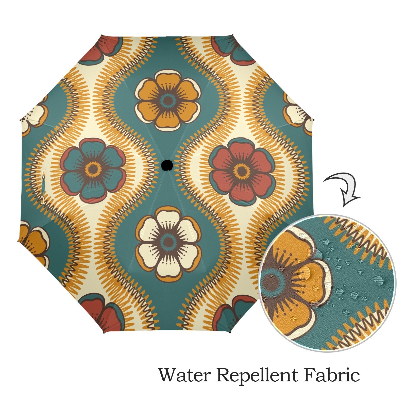 Vintage Floral - Semi-Automatic Foldable Umbrella (Model U12) Semi-Automatic Foldable Umbrella (U12)