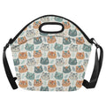 Cute Cat Faces Neoprene Lunch Bag/Large (Model 1669) One Size Neoprene Lunch Bag animal Printed Offshore