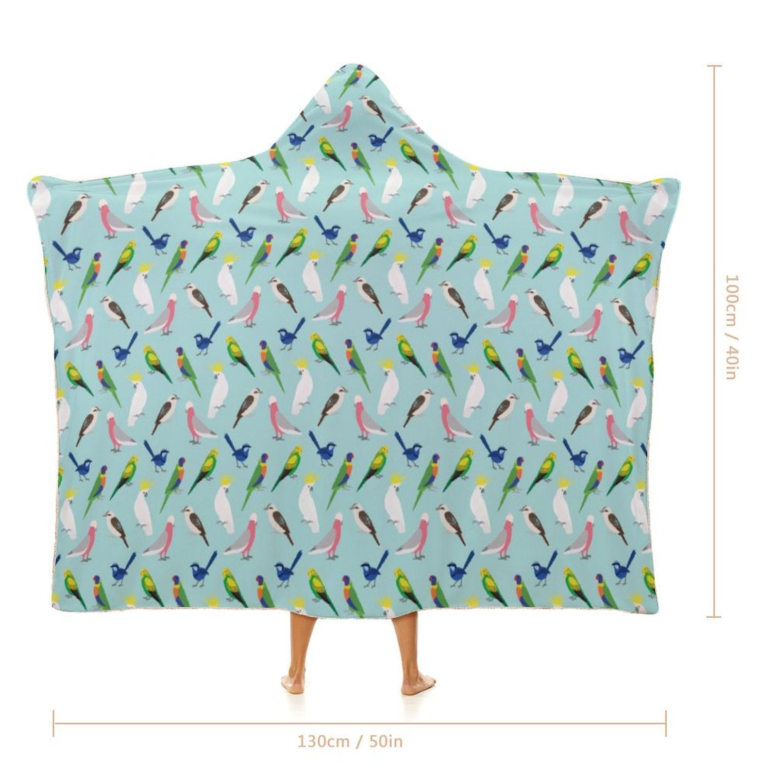 Australian Birds Kids Hooded Blanket 100cm x 130cm
