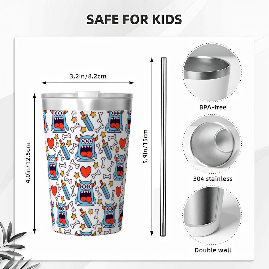 Silly Monsters Stainless Steel Cup With Straw (12oz) Drinkware