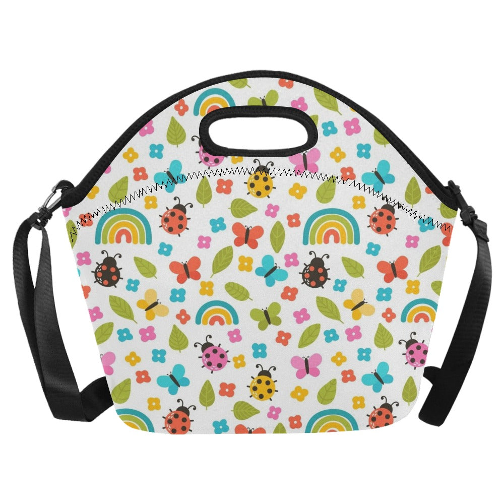 Ladybugs And Rainbows Neoprene Lunch Bag/Large (Model 1669) Neoprene Lunch Bag animal Printed Offshore