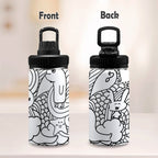 Black And White Creatures - Kids Water Bottle with Chug Lid (12 oz) Kids Water Bottle with Chug Lid Printed Offshore Sci Fi