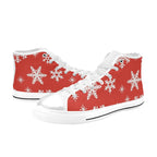 Red Snowflakes, Christmas - Men's High Top Canvas Shoes
