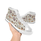 Books And Coffee Women's High Top Canvas Shoes Womens Classic High Top Shoes Coffee Printed Offshore Reading