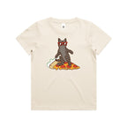 Cat Surfing On Pizza Kid's AS Colour T-shirt