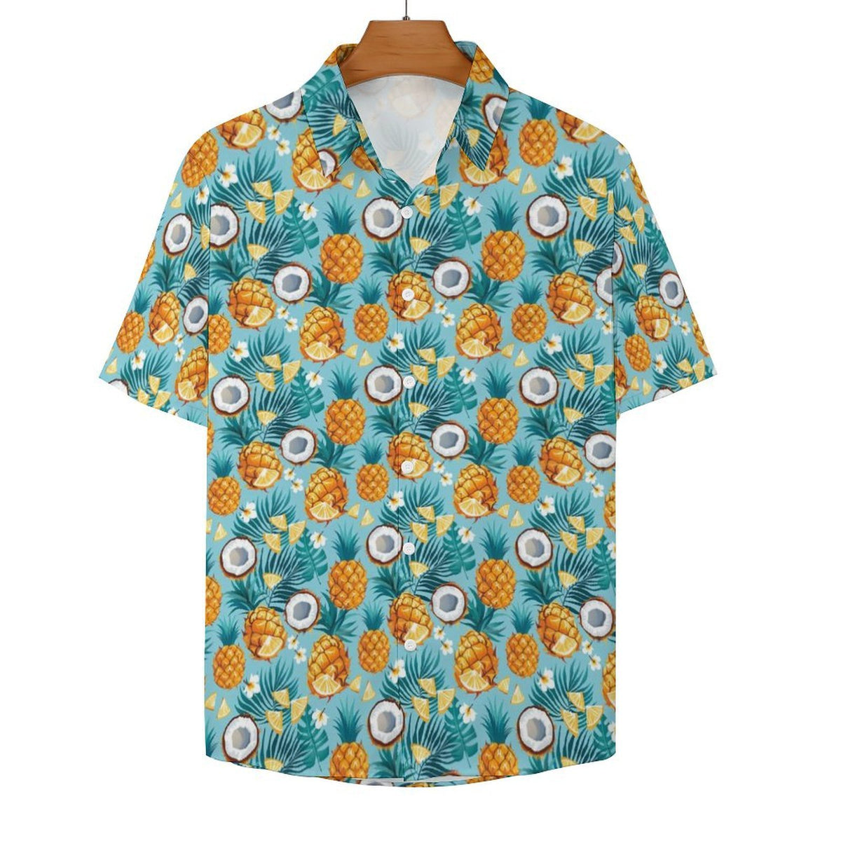 Pineapple Coconut Women's Collared Pocketless Short Sleeve Shirt