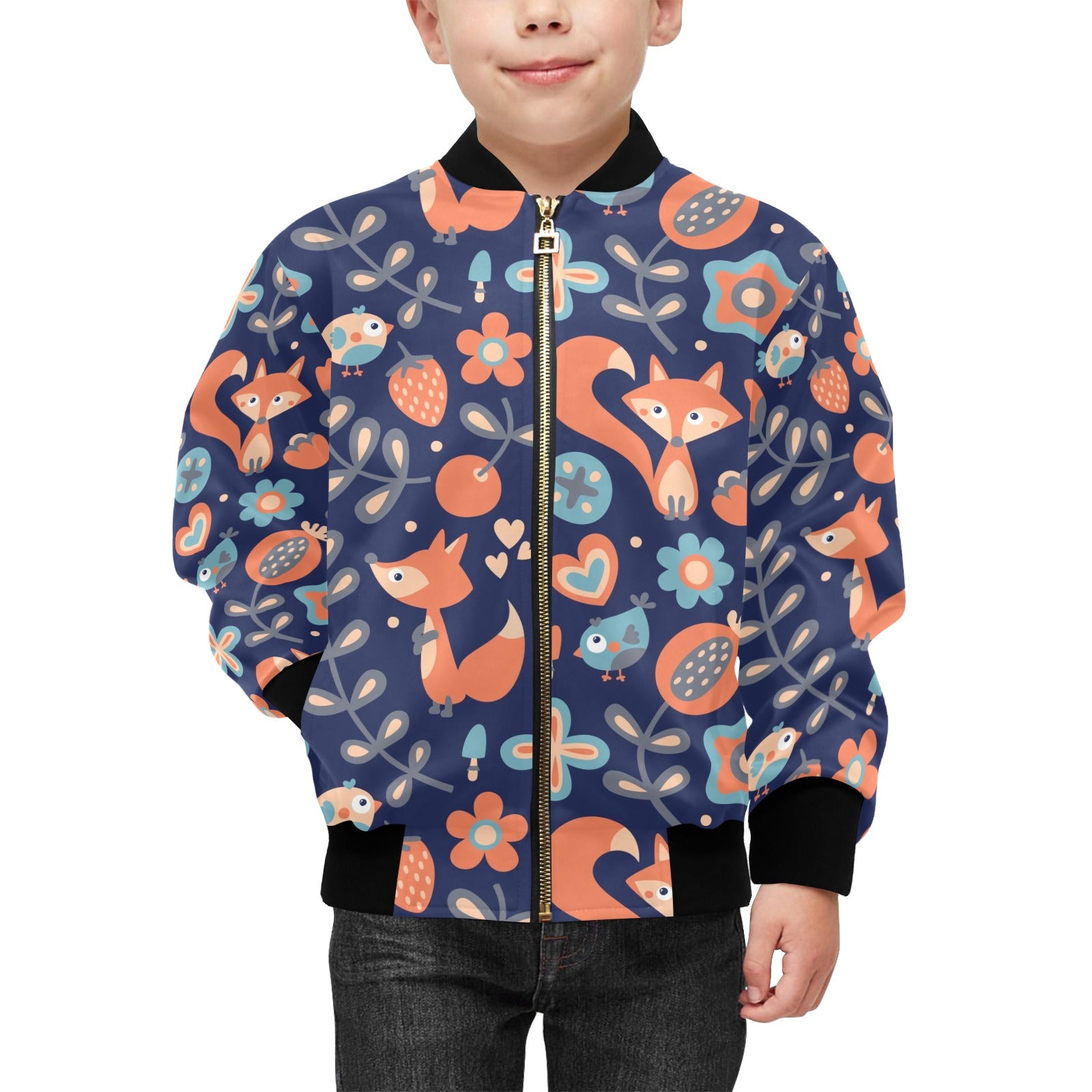 Cute Fox Kids Bomber Jacket Kids Bomber Jacket animal Printed Offshore