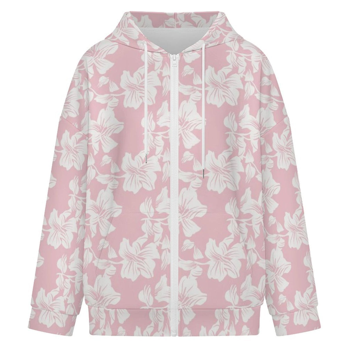 Pink Hawaiian Floral Women's Full-Zip Hoodie