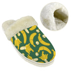 Happy Bananas Women's Fur Trim Thick-Sole Indoor Slippers Women's Fur Trimmed Slippers Food Printed Offshore