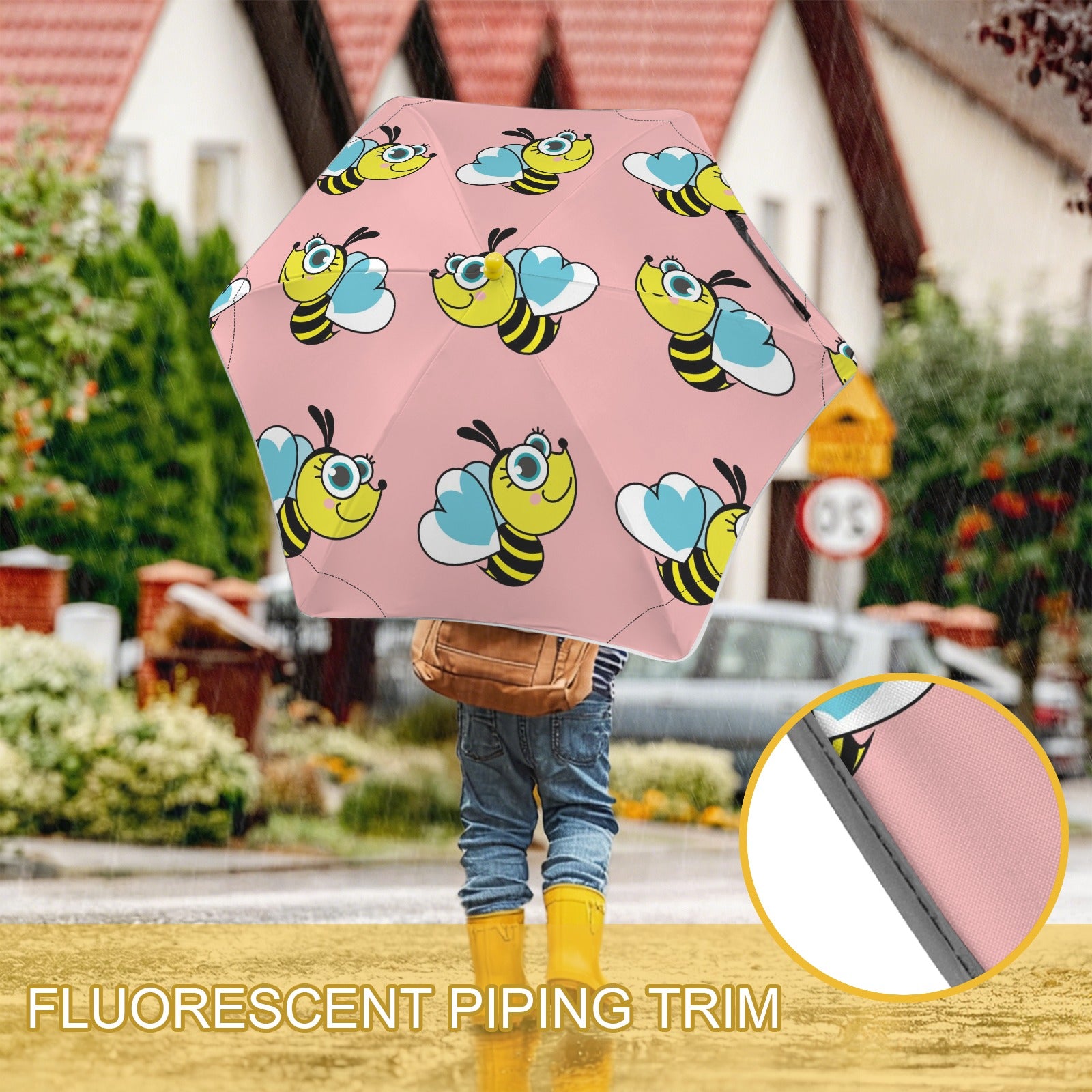 Cute Honey Bee Kids Safe Round Corner Umbrella Kids Safe Round Corner Umbrella animal Printed Offshore