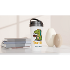 Personalised Tea-Rex, Tea Drinking Dinosaur White 15oz Stainless Steel Travel Mug Personalised Travel Mug Globally Fulfilled Tea