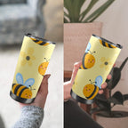 Bright Bees - 20oz Mobile Tumbler with Lid (Black Lock) 20oz Travel Mug animal Printed Offshore