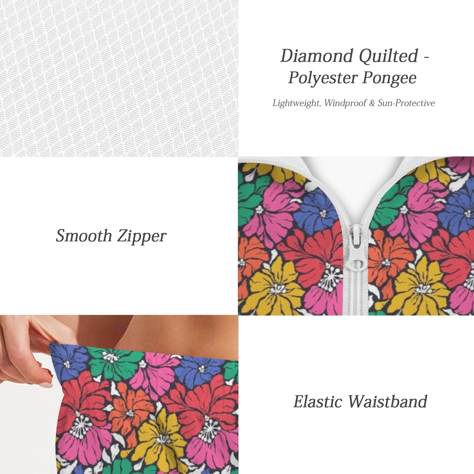 Bright And Bold Flowers Women's Windbreaker Short Set Women's Windbreaker Short Set Plants Printed Offshore