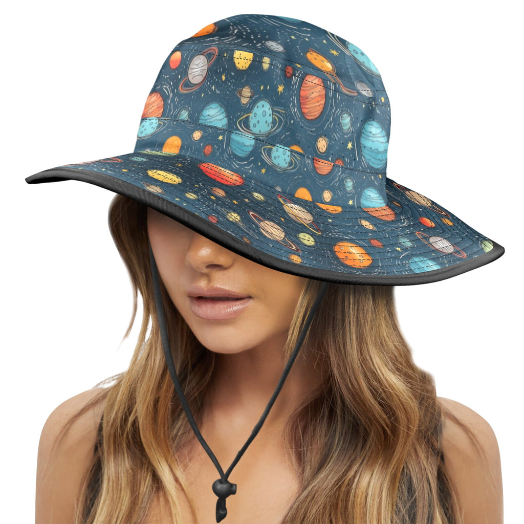 Galaxy Wide Brim Bucket Hat Wide Brim Bucket Hat Printed Offshore Space