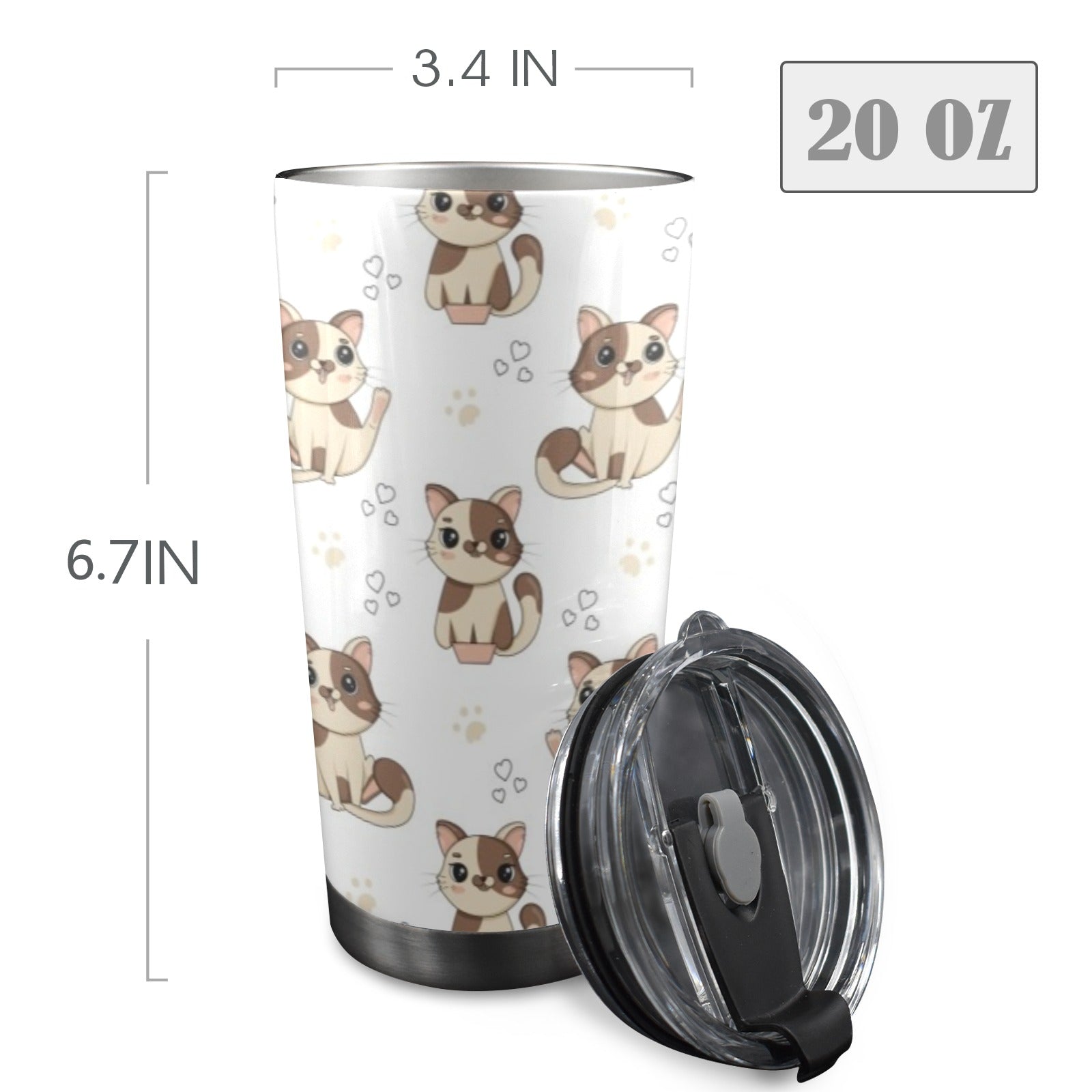 Cheeky Cats 20oz Mobile Tumbler with Lid (Black Lock) 20oz Travel Mug animal Printed Offshore