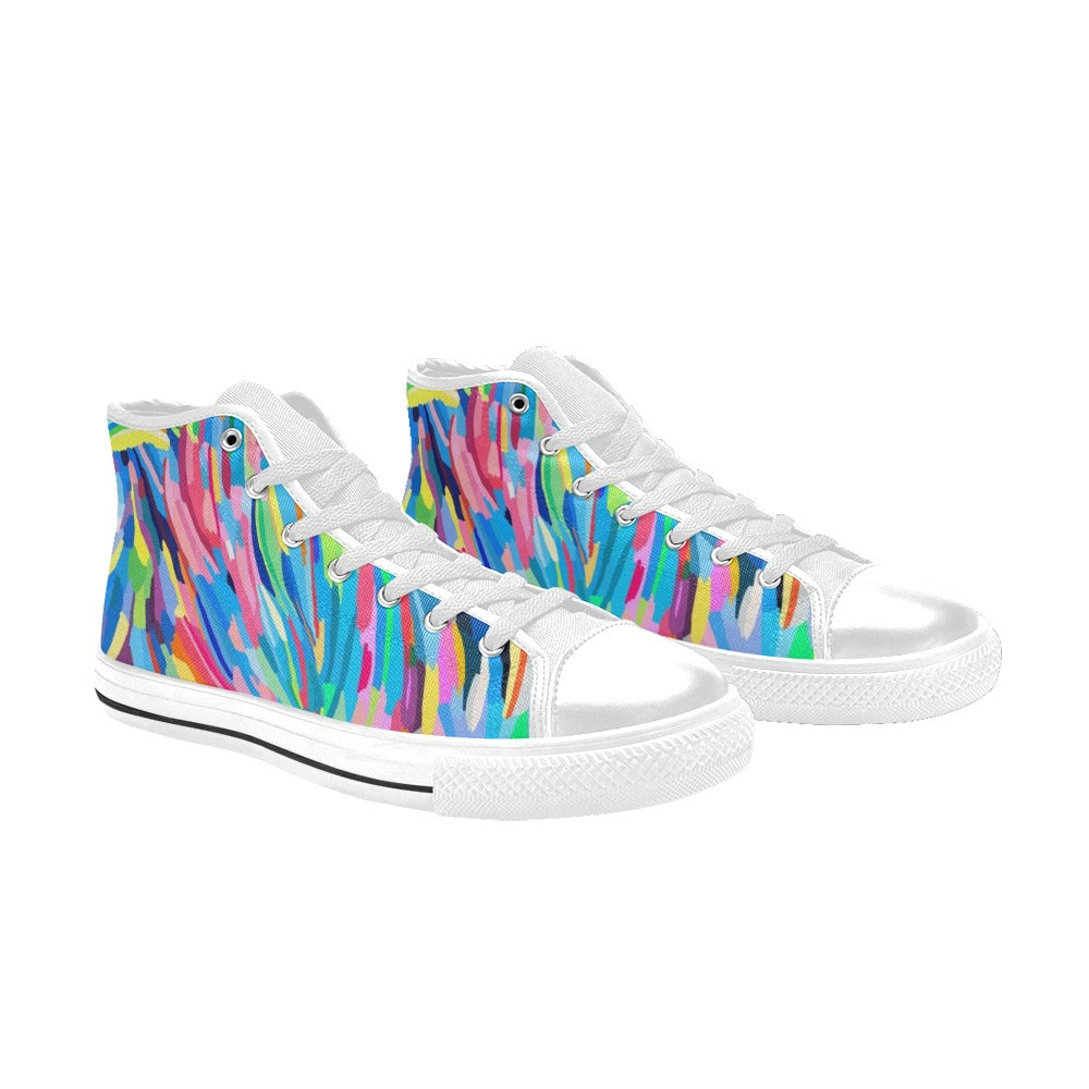 Brushstrokes - Kids High Top Canvas Shoes