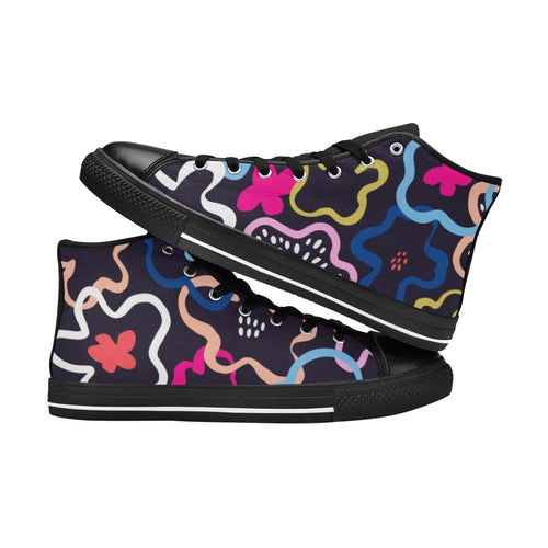 Abstract Floral Kids High Top Canvas Shoes Kids High Top Canvas Shoes Printed Offshore