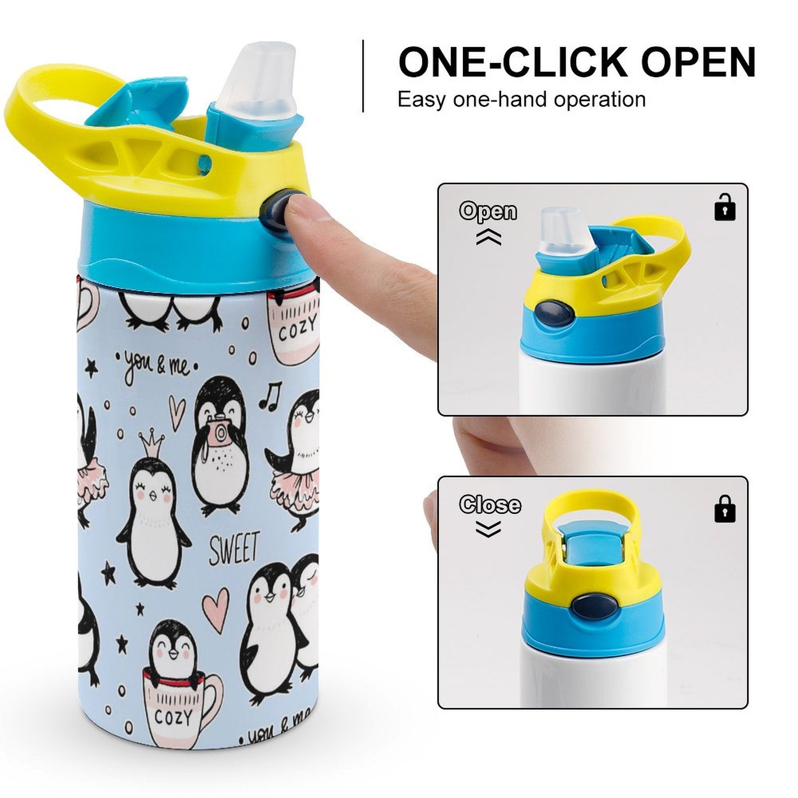 Penguin Love - Little Kids Water Bottle Little Kids Water Bottle animal Love Printed Offshore