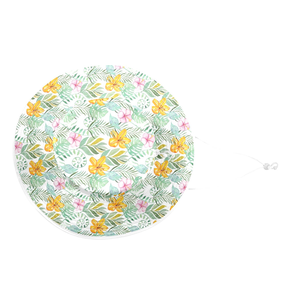 Tropical Flowers And Leaves Wide Brim Bucket Hat Wide Brim Bucket Hat Plants Printed Offshore
