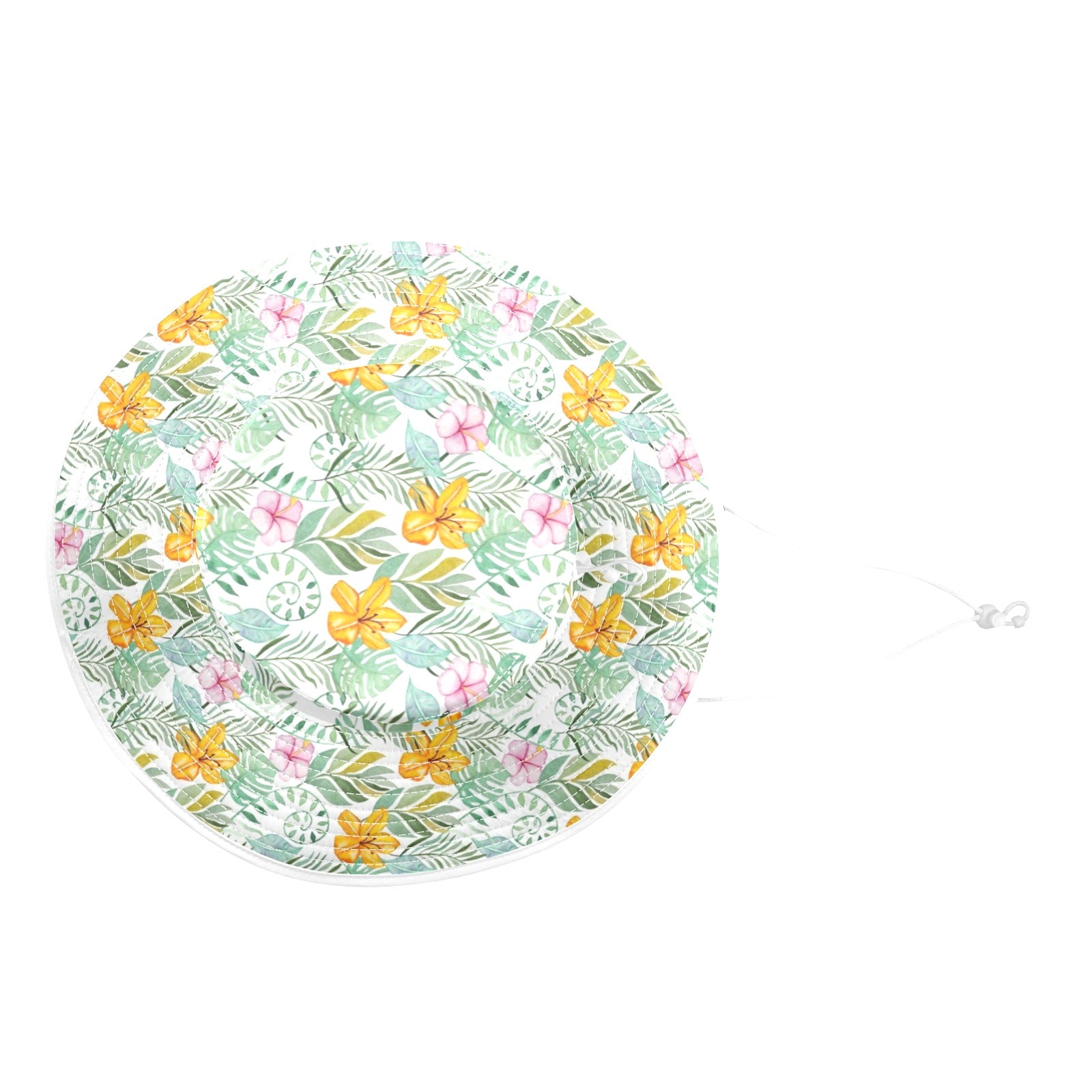 Tropical Flowers And Leaves Wide Brim Bucket Hat Wide Brim Bucket Hat Plants Printed Offshore