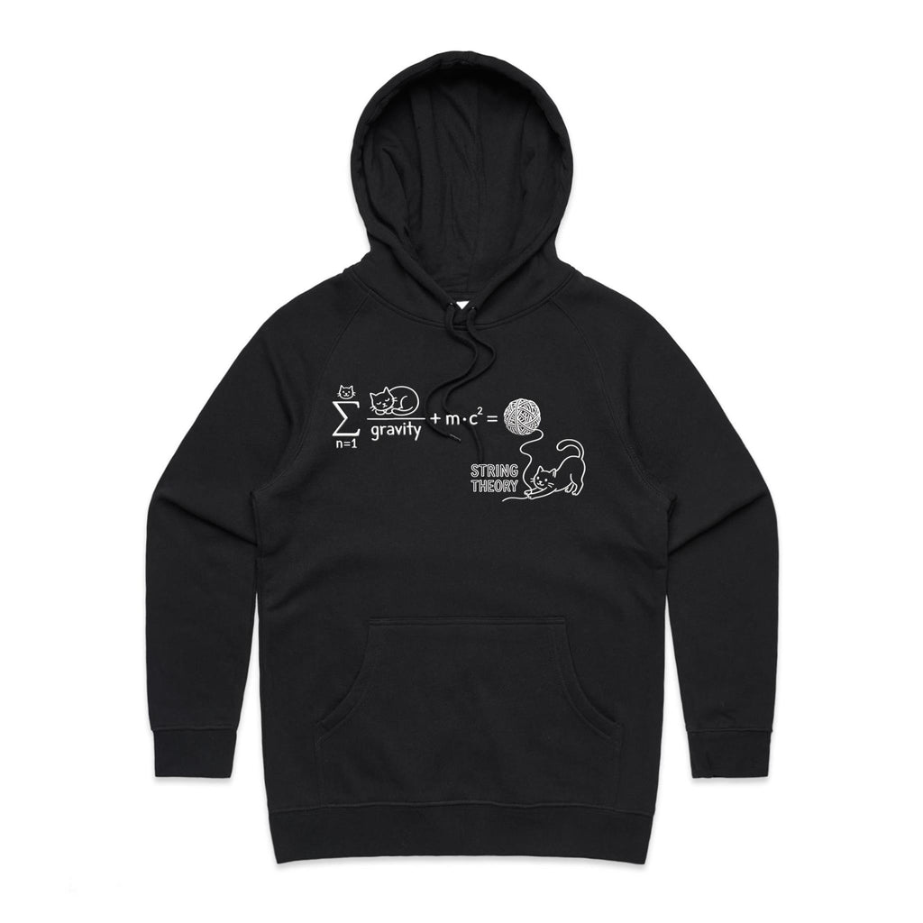 Cat String Theory Physics Women's AS Colour Hoodie Black Womens Hoodie animal Printed In Australia Science