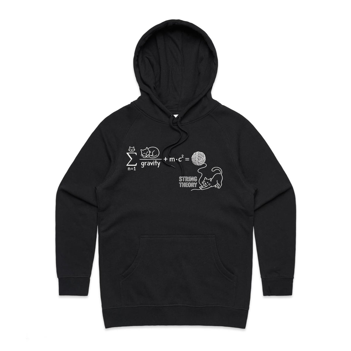 Cat String Theory Physics Women's AS Colour Hoodie Black Womens Hoodie animal Printed In Australia Science