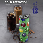 Pool Balls - 20oz Tall Skinny Tumbler with Lid and Straw