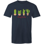 Merry Cactus, Christmas - Mens T-Shirt Navy Mens Christmas T-shirt Christmas Printed In Australia