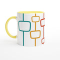 Retro Window Pattern White 11oz Ceramic Mug with Colour Inside Ceramic Yellow Colour 11oz Mug Globally Fulfilled Retro