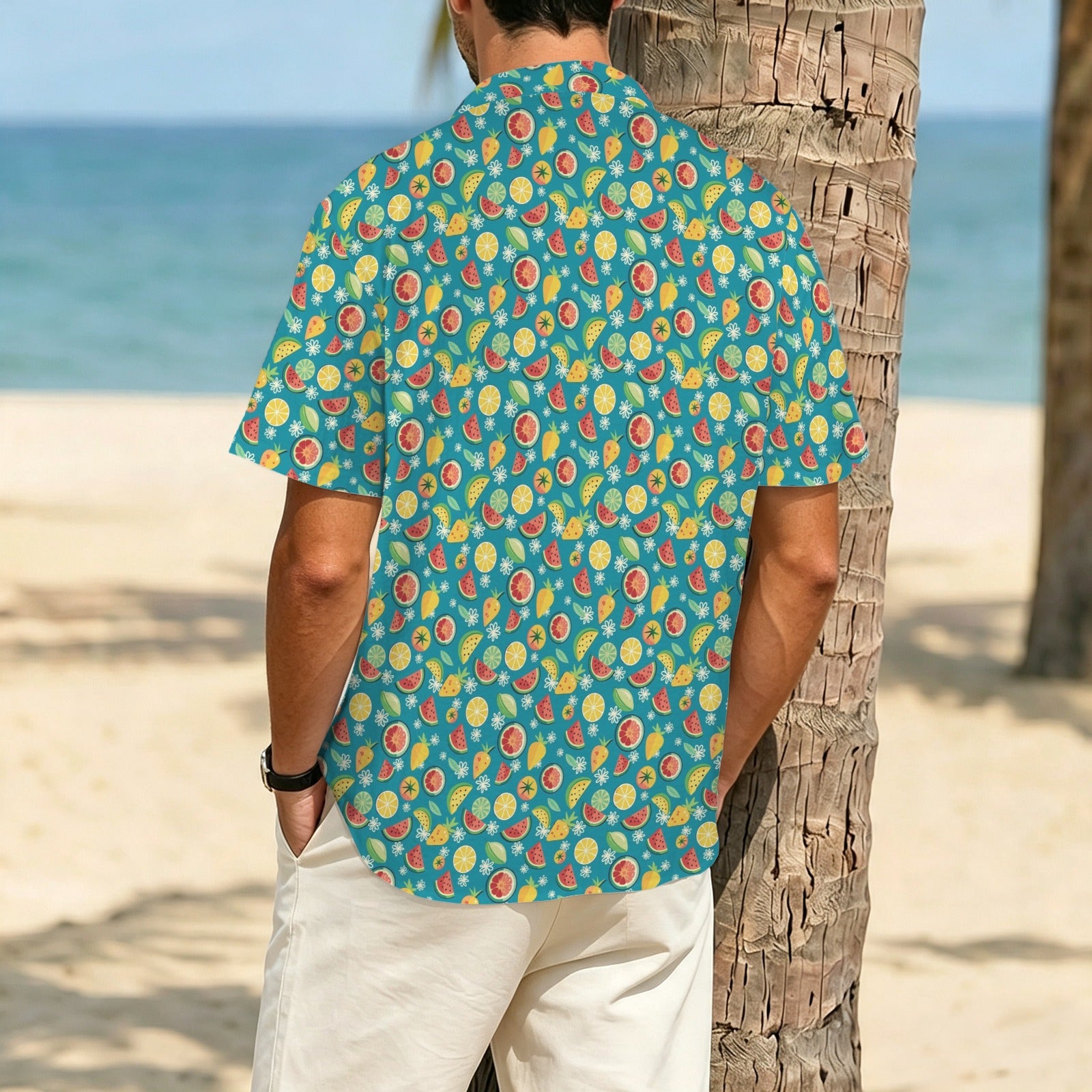 Summer Fruit Men's Crinkle Hawaiian Shirt