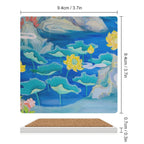 Watercolour Pond - Ceramic Coasters (Square) Ceramic Coasters Printed Offshore