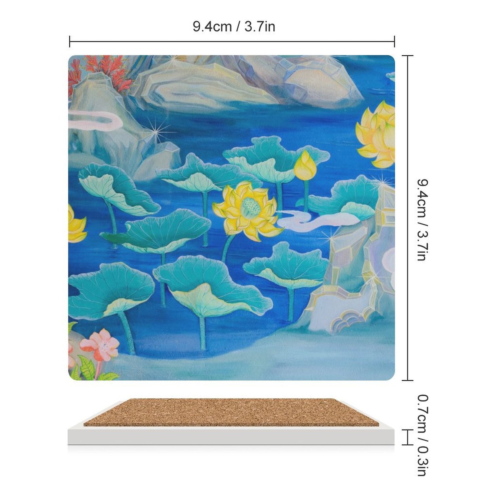 Watercolour Pond - Ceramic Coasters (Square) Ceramic Coasters Printed Offshore