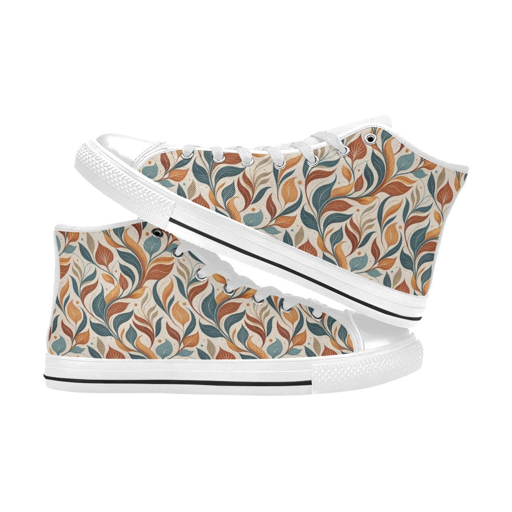 Whimsical Leaf Swirl Men's High Top Canvas Shoes Men's Classic High Top Canvas Shoes Printed Offshore