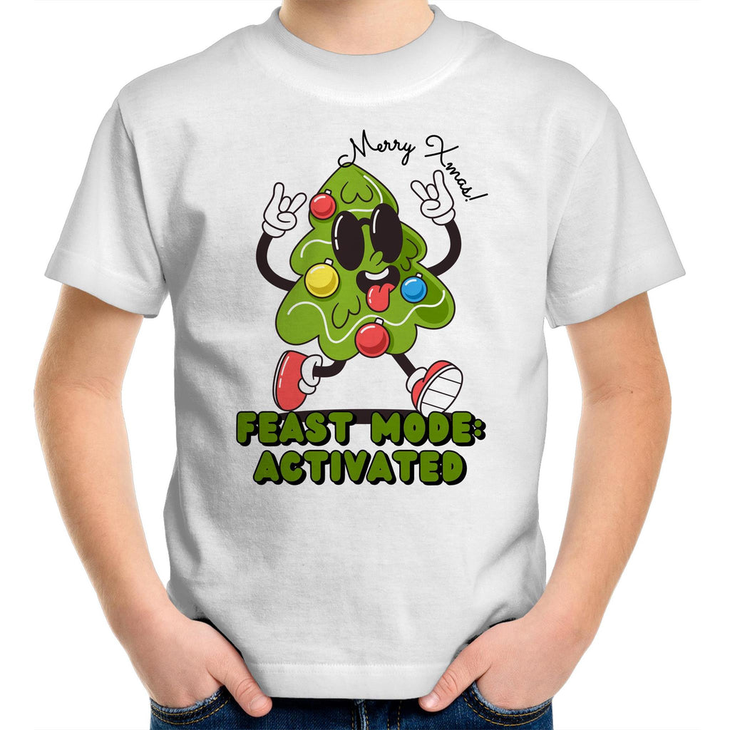 Christmas Feast Mode Activated - Kids Youth T-Shirt White Kids Christmas T-shirt Christmas Printed In Australia