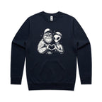Alien Bigfoot Heart Hands - AS Colour Stencil Crew Navy Sweatshirt Love Printed In Australia Sci Fi