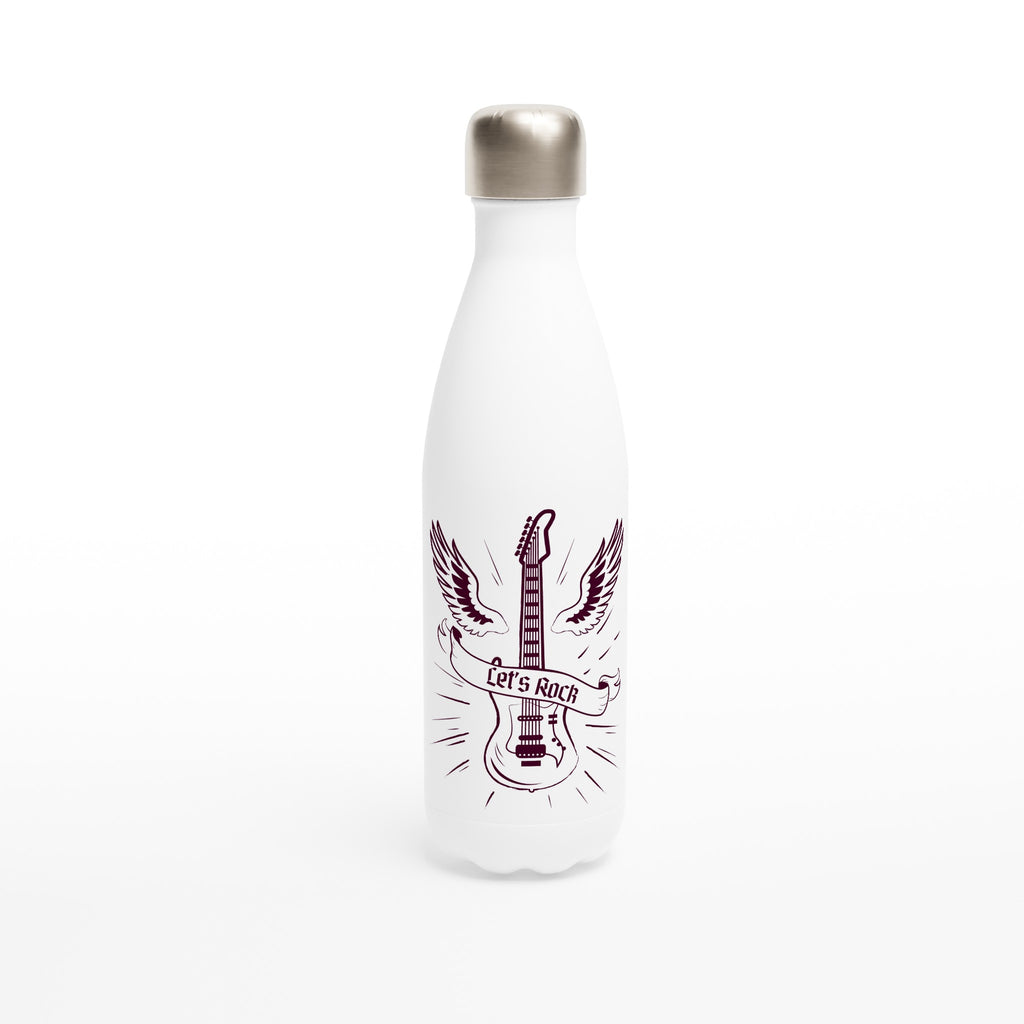 Let's Rock - White 17oz Stainless Steel Water Bottle Default Title White Water Bottle Globally Fulfilled Music