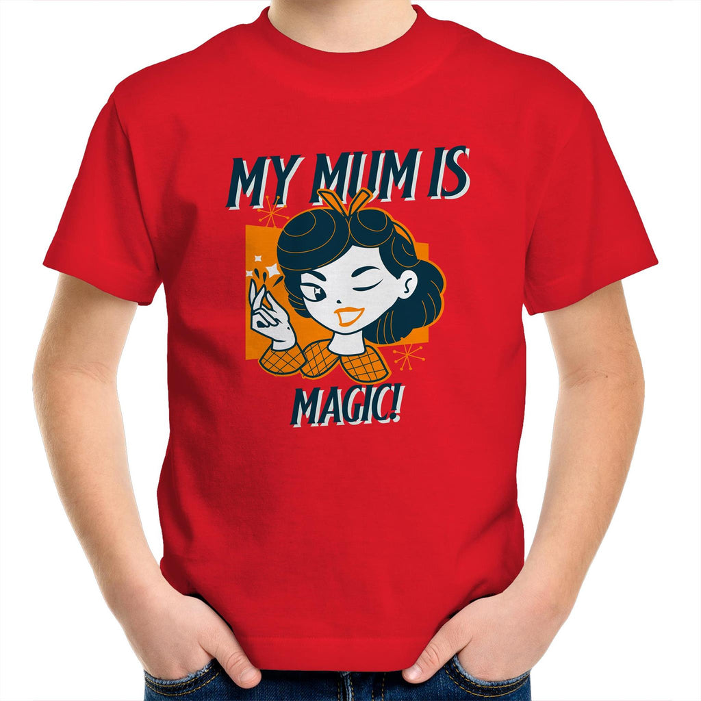 My Mum Is Magic - Kids Youth T-Shirt Red Kids Youth T-shirt Mum Printed In Australia