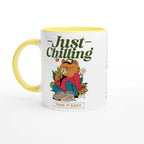 Personalised - Just Chilling - White 11oz Ceramic Mug with Colour Inside Ceramic Yellow Personalised 11oz Mug animal customise Globally Fulfilled personalise