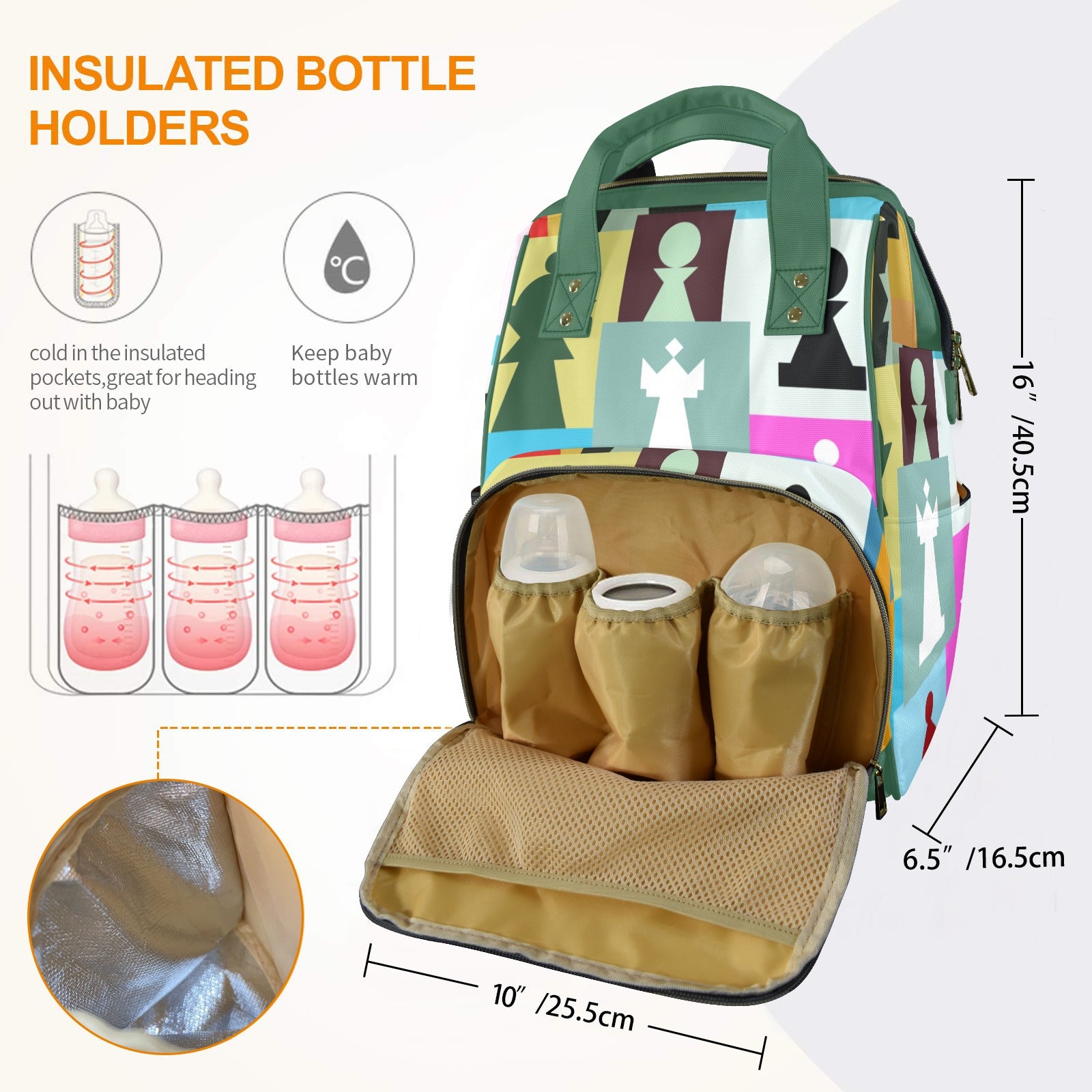 Colourful Chess - Multi-Function Backpack, Nappy / Diaper Bag