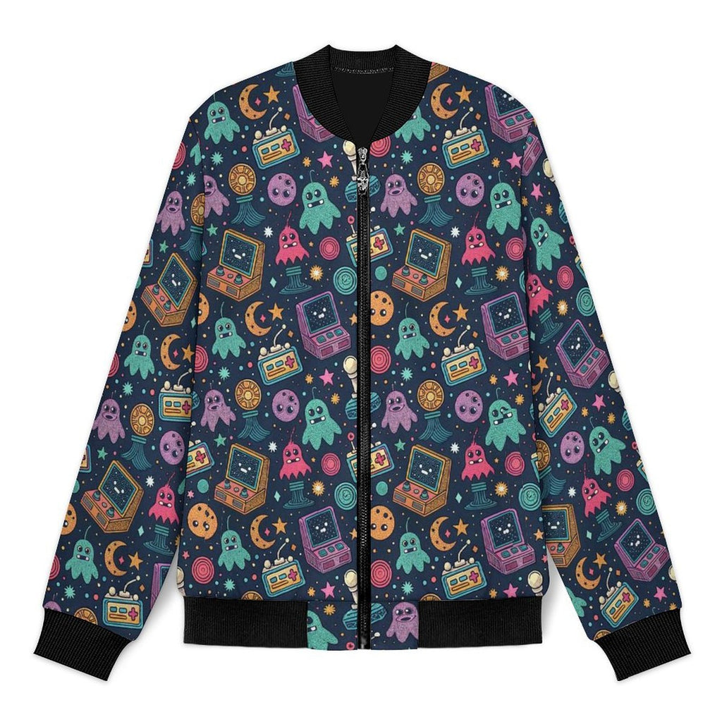 Space Arcade Men's Casual Zip‑Up Bomber Jacket