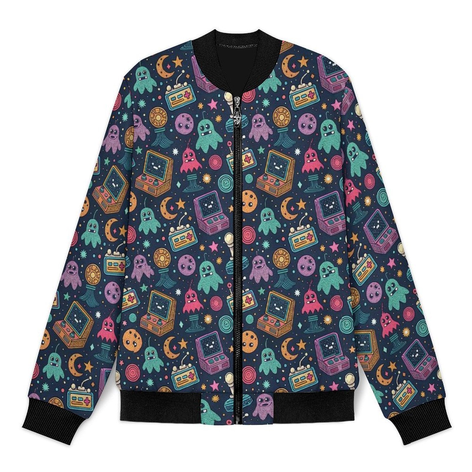 Space Arcade Men's Casual Zip‑Up Bomber Jacket