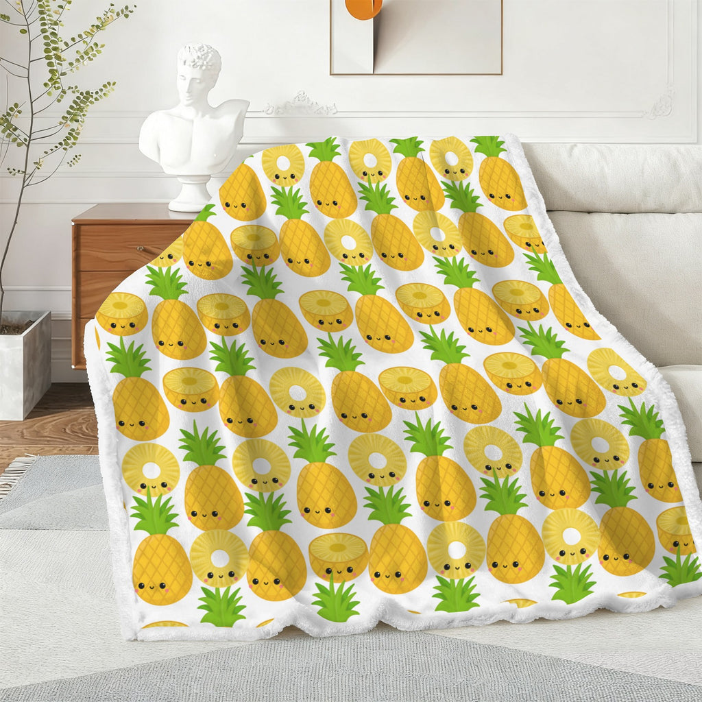 Happy Pineapples - Double-Layer Fleece Blanket 51"x59"