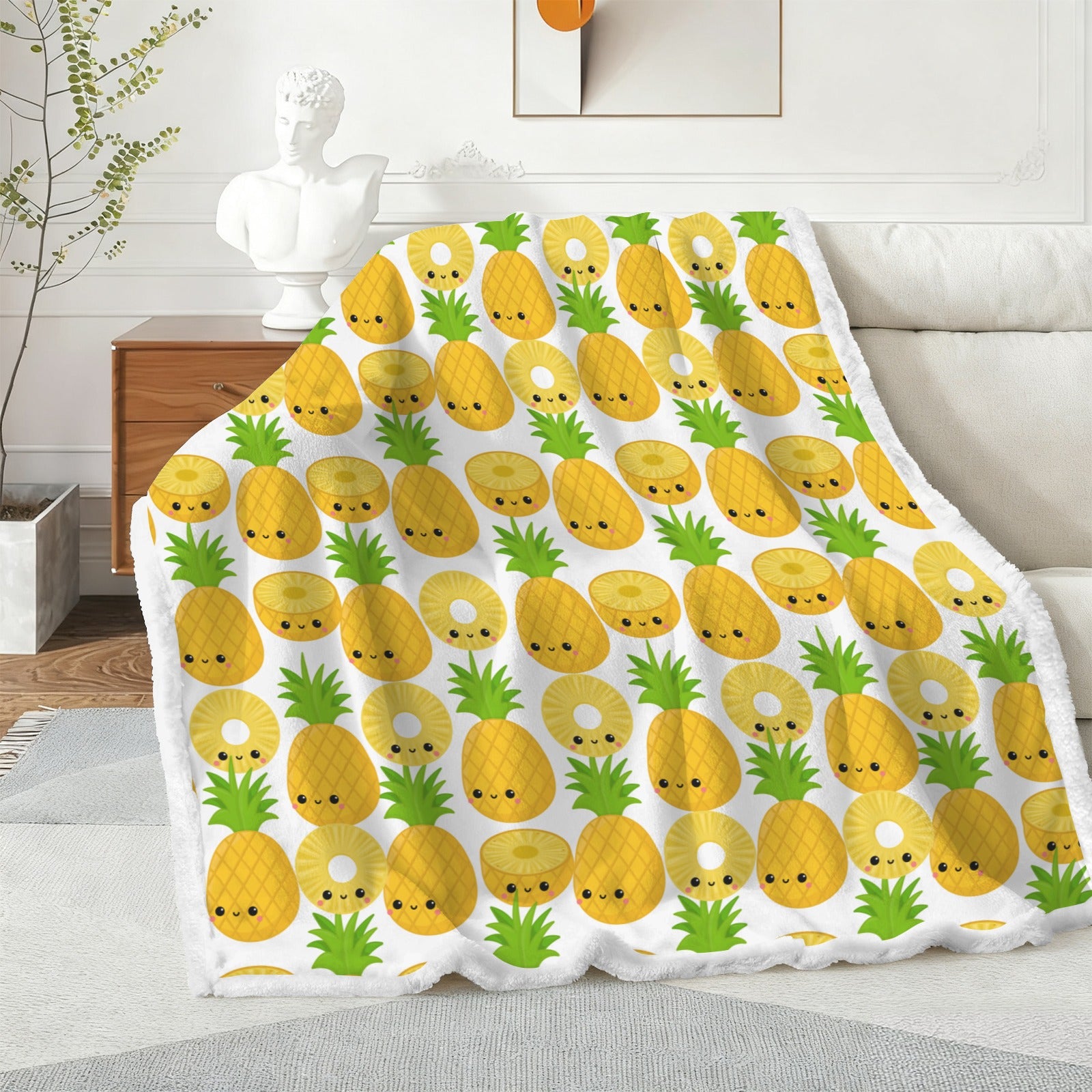 Happy Pineapples - Double-Layer Fleece Blanket 51"x59"