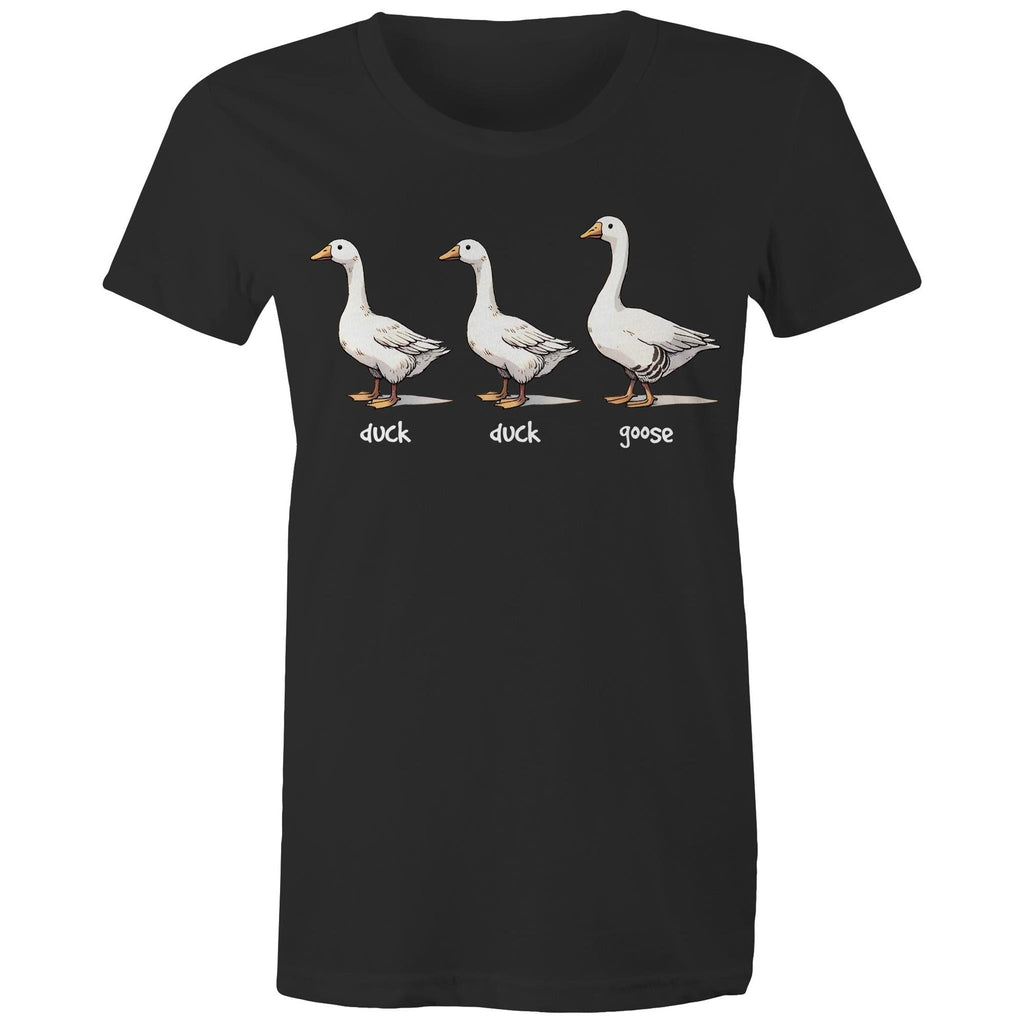 Duck Duck Goose - Womens T-shirt Black Womens T-shirt animal Games Printed In Australia