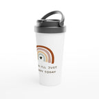I Think I'll Just Be Happy Today - White 15oz Stainless Steel Travel Mug Travel Mug Globally Fulfilled motivation positivity