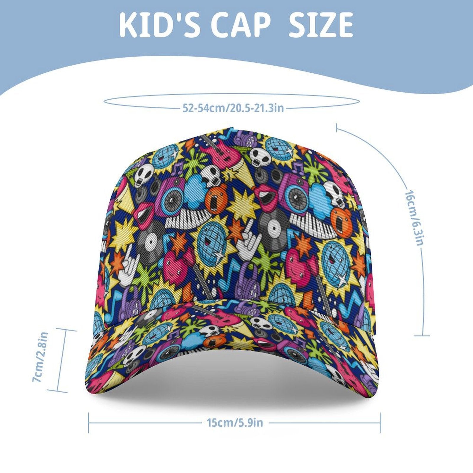 Sticker Music Kids Baseball Cap