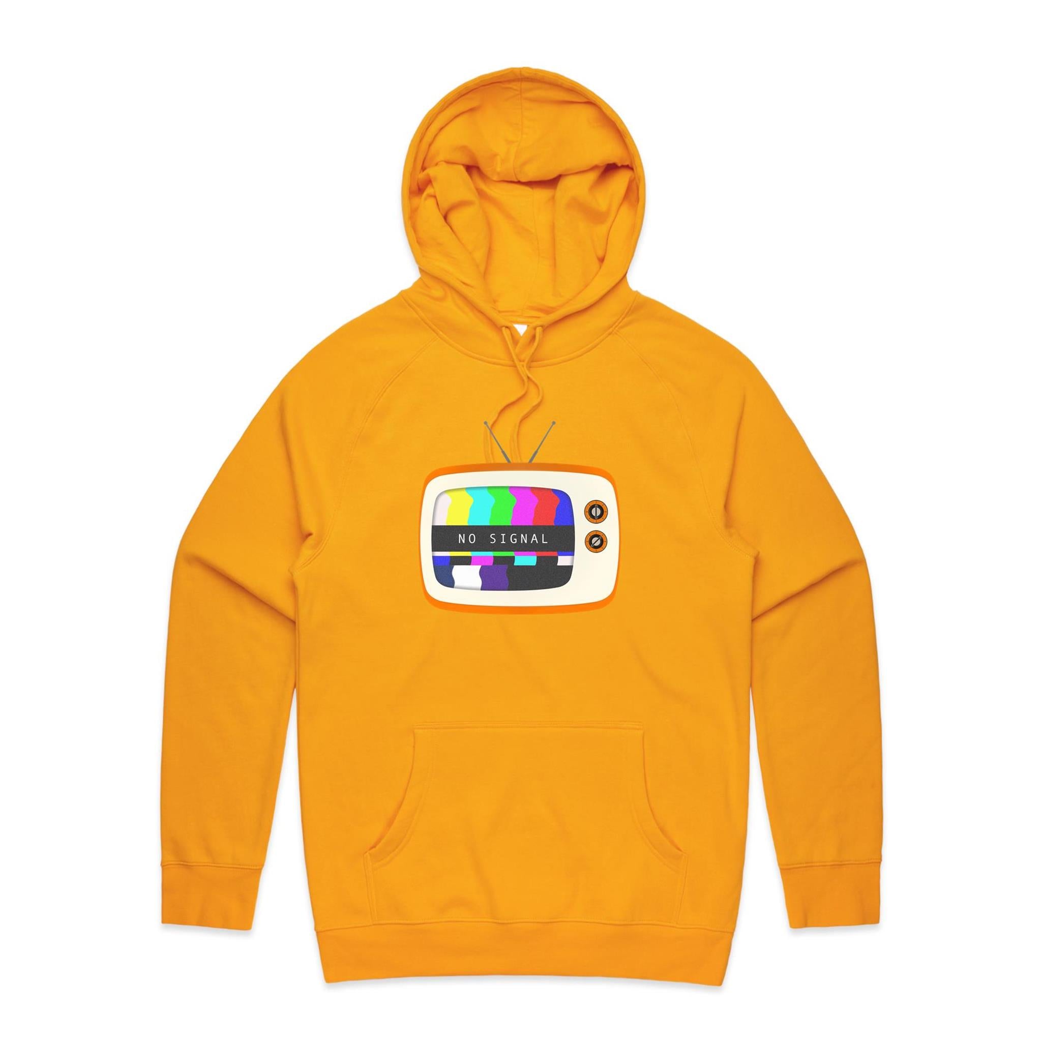 Retro TV, No Signal - Mens Hoodie Gold Mens Hoodie Printed In Australia Retro Tech
