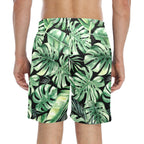 Jungle Leaves Men's Mid-Length Beach Shorts Men's Mid-Length Beach Shorts Plants Printed Offshore