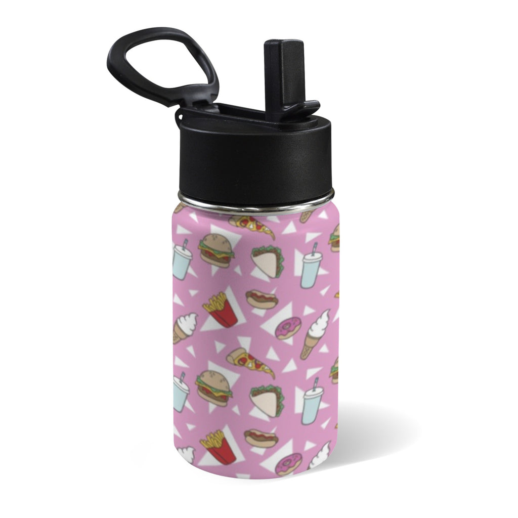Fast Food 12oz Kids Water Bottle with Straw Lid