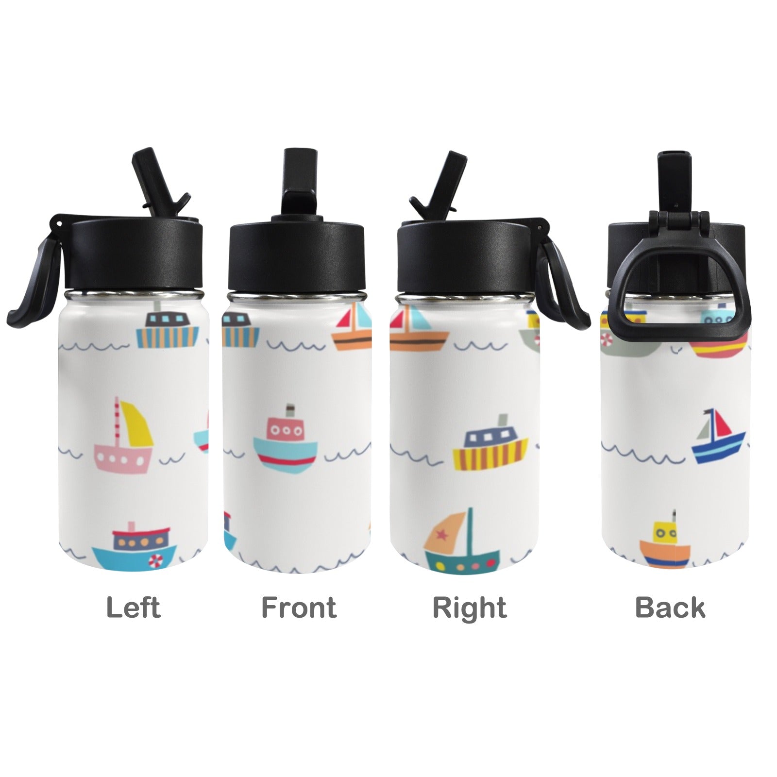 Boats 12oz Kids Water Bottle with Straw Lid